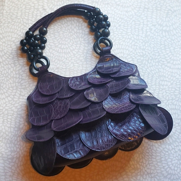 GAL Purple Faux Leather Circle Vegan Handbag - Picture 1 of 11